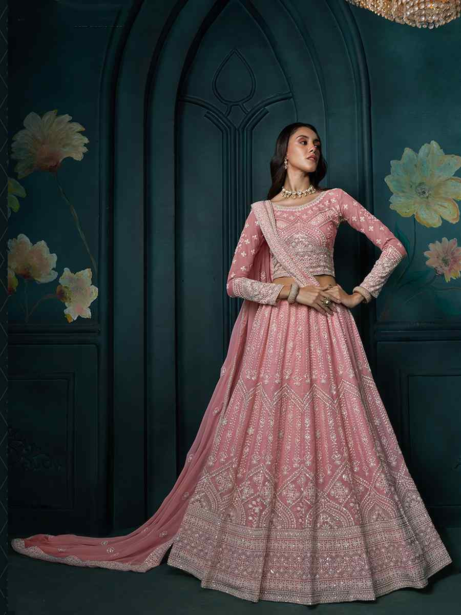 Pink Net Embroidered Festival Wedding Anarkali Salwar Kameez