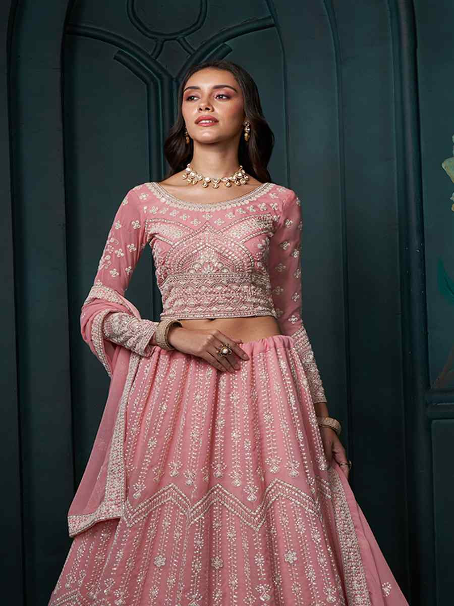 Pink Net Embroidered Festival Wedding Anarkali Salwar Kameez