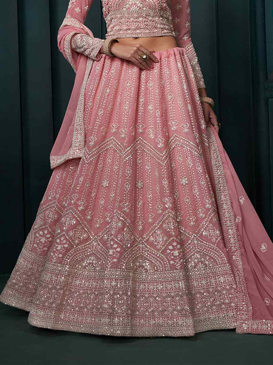 Pink Net Embroidered Festival Wedding Anarkali Salwar Kameez