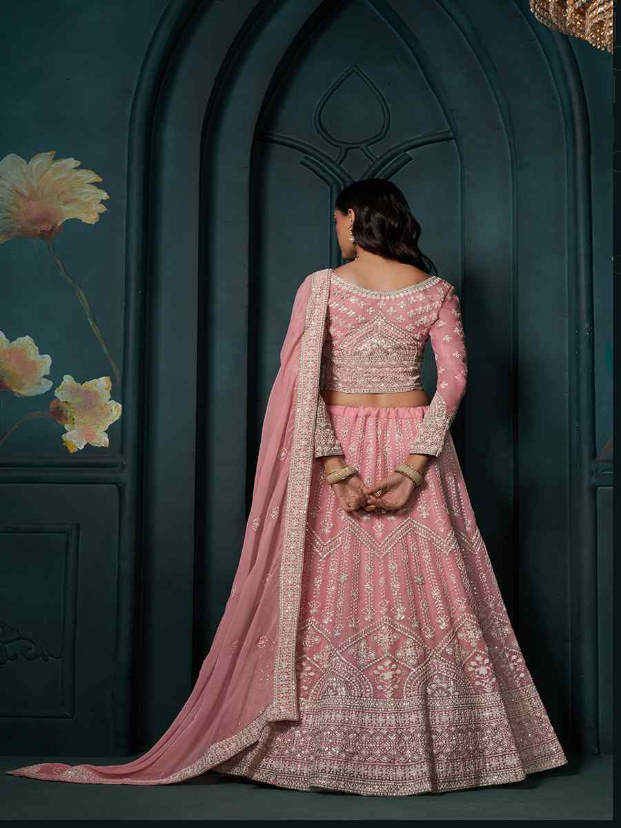 Pink Net Embroidered Festival Wedding Anarkali Salwar Kameez