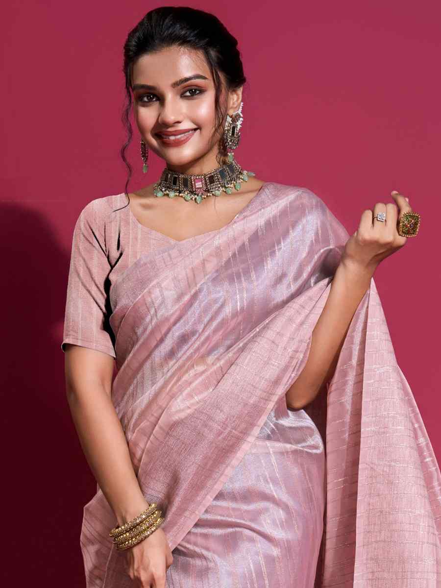 Pink Organza Handwoven Festival Wedding Heavy Border Saree