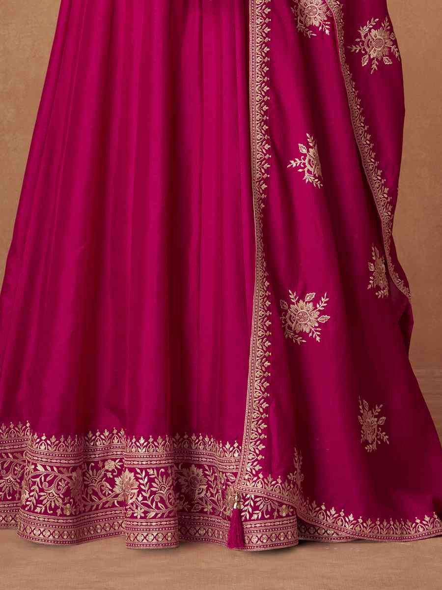 Pink Premium Silk Embroidered Festival Casual Gown