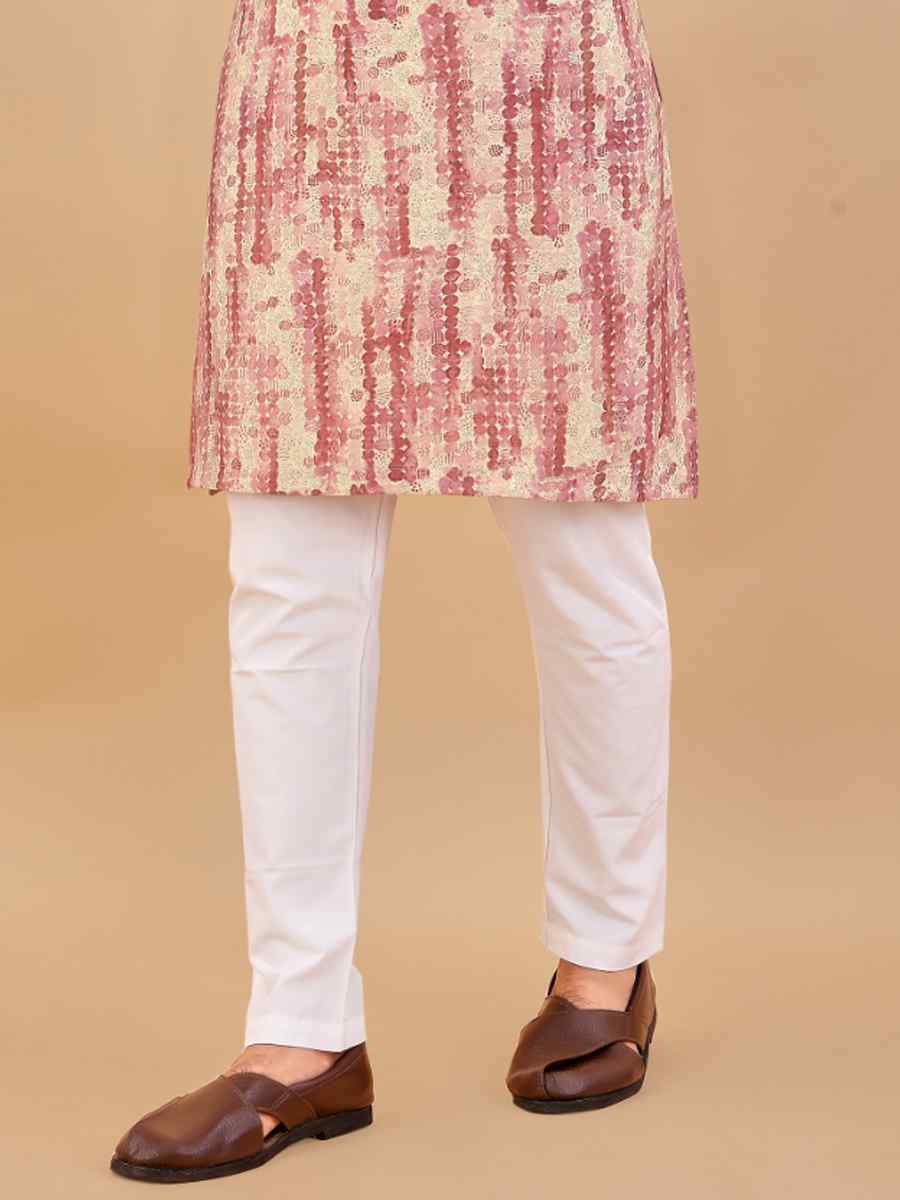 Pink Premium Soft Cotton Printed Festival Casual Kurta