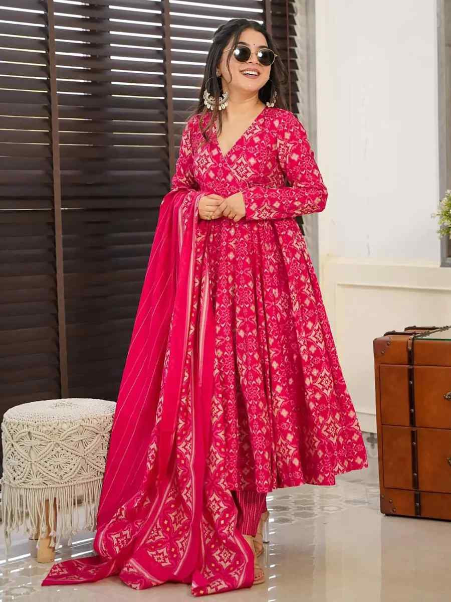 Pink Pure Maslin Embroidered Festival Wedding Anarkali Salwar Kameez