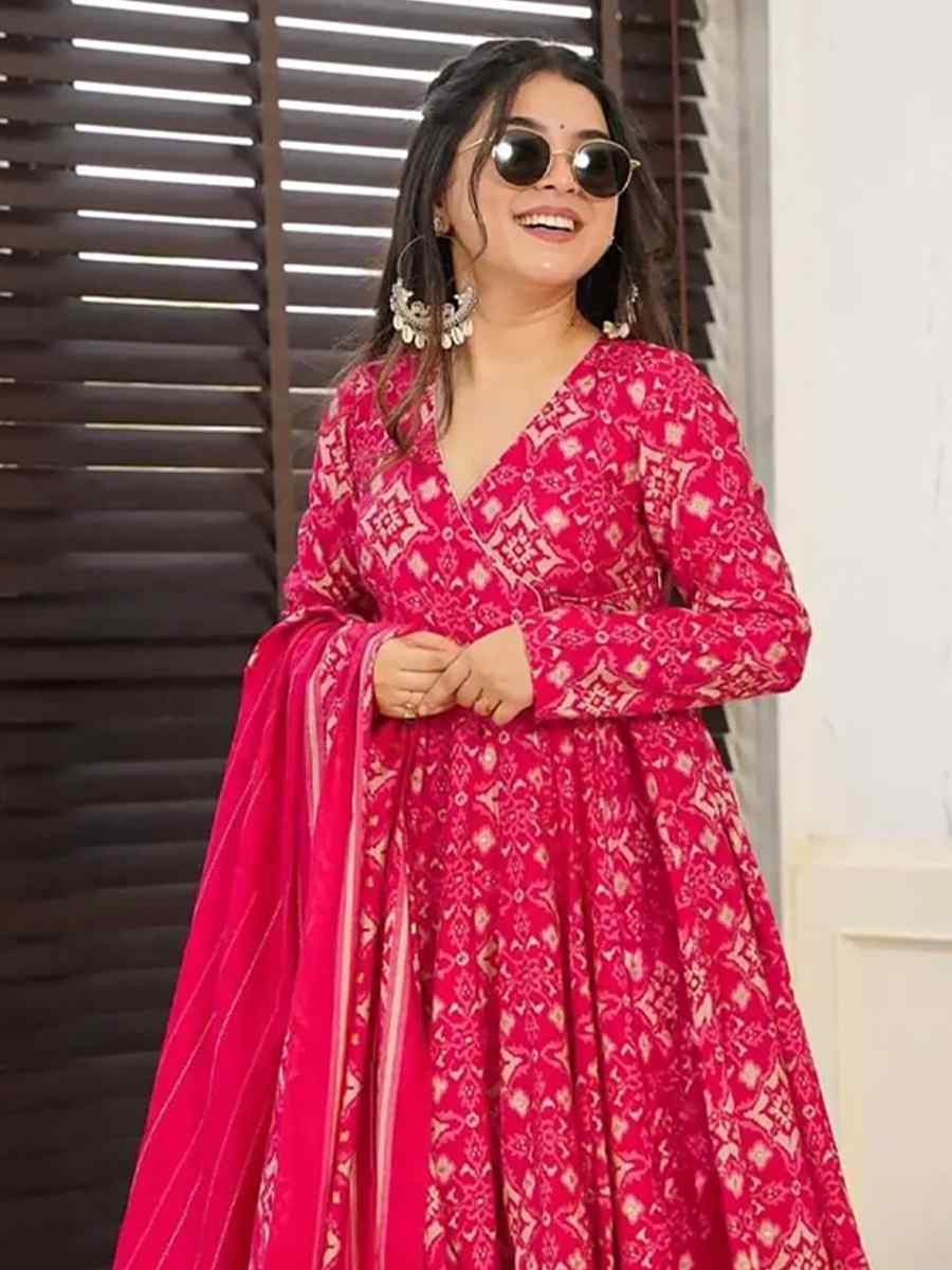 Pink Pure Maslin Embroidered Festival Wedding Anarkali Salwar Kameez