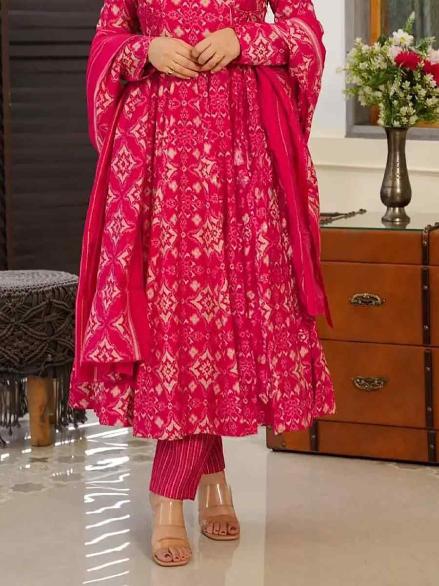 Pink Pure Maslin Embroidered Festival Wedding Anarkali Salwar Kameez