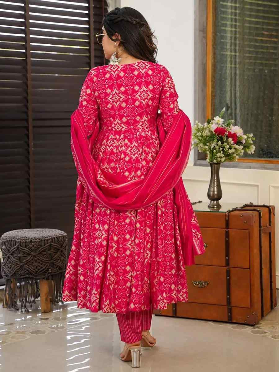 Pink Pure Maslin Embroidered Festival Wedding Anarkali Salwar Kameez