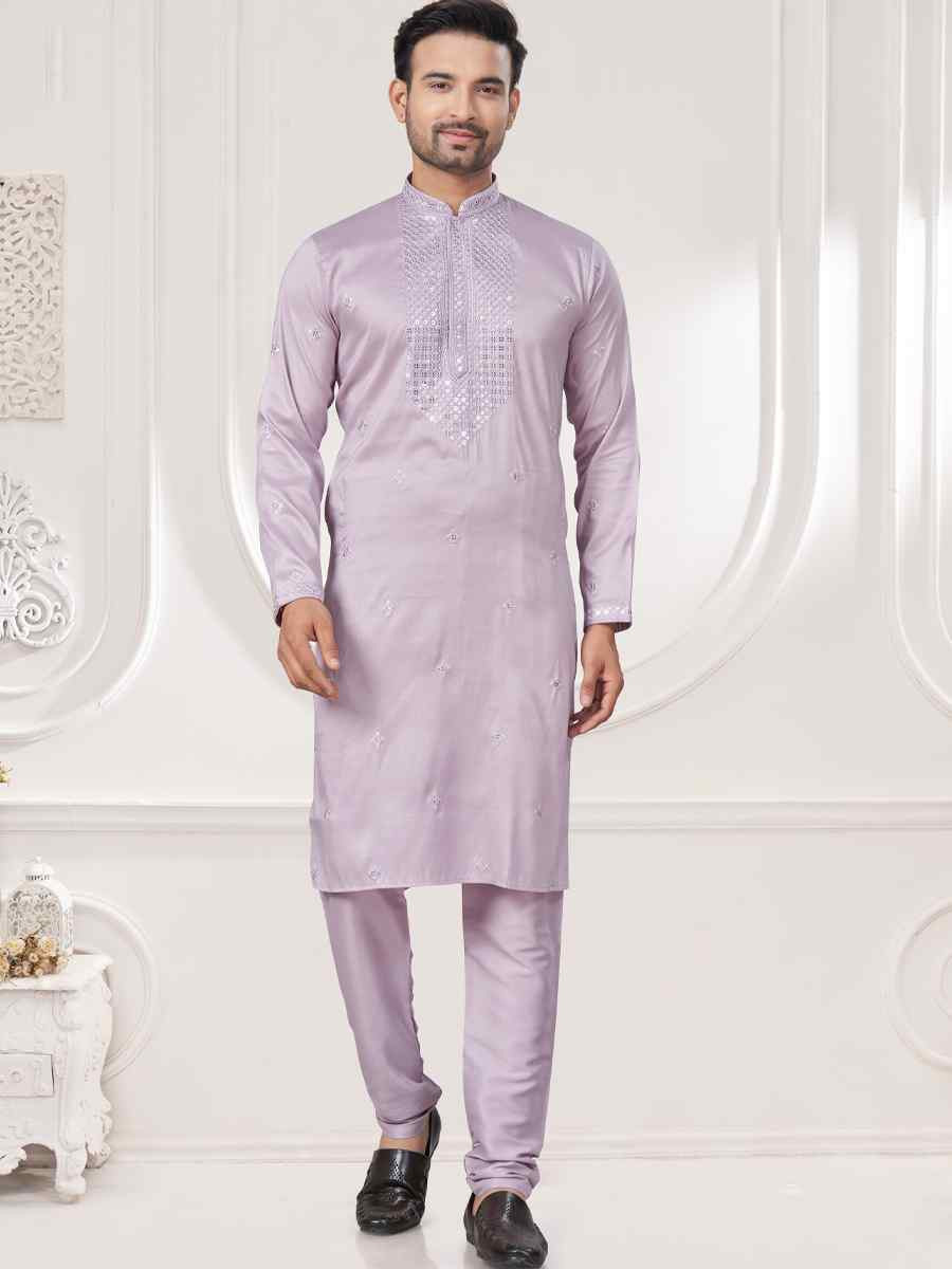 Pink Pure Silk Embroidered Festival Casual Kurta