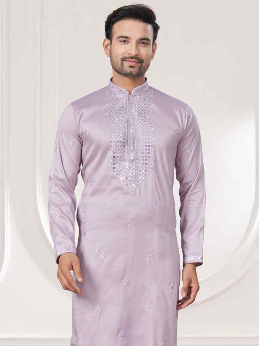 Pink Pure Silk Embroidered Festival Casual Kurta