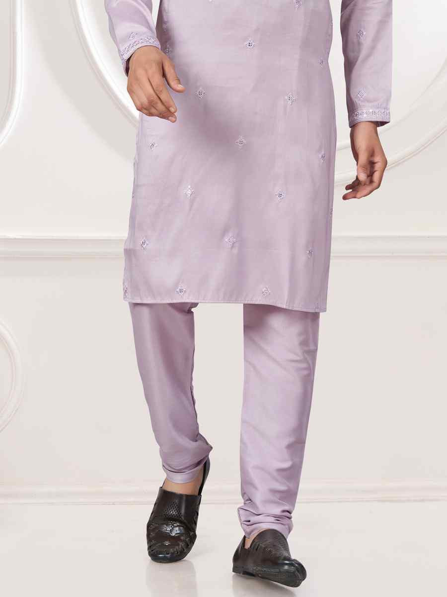 Pink Pure Silk Embroidered Festival Casual Kurta