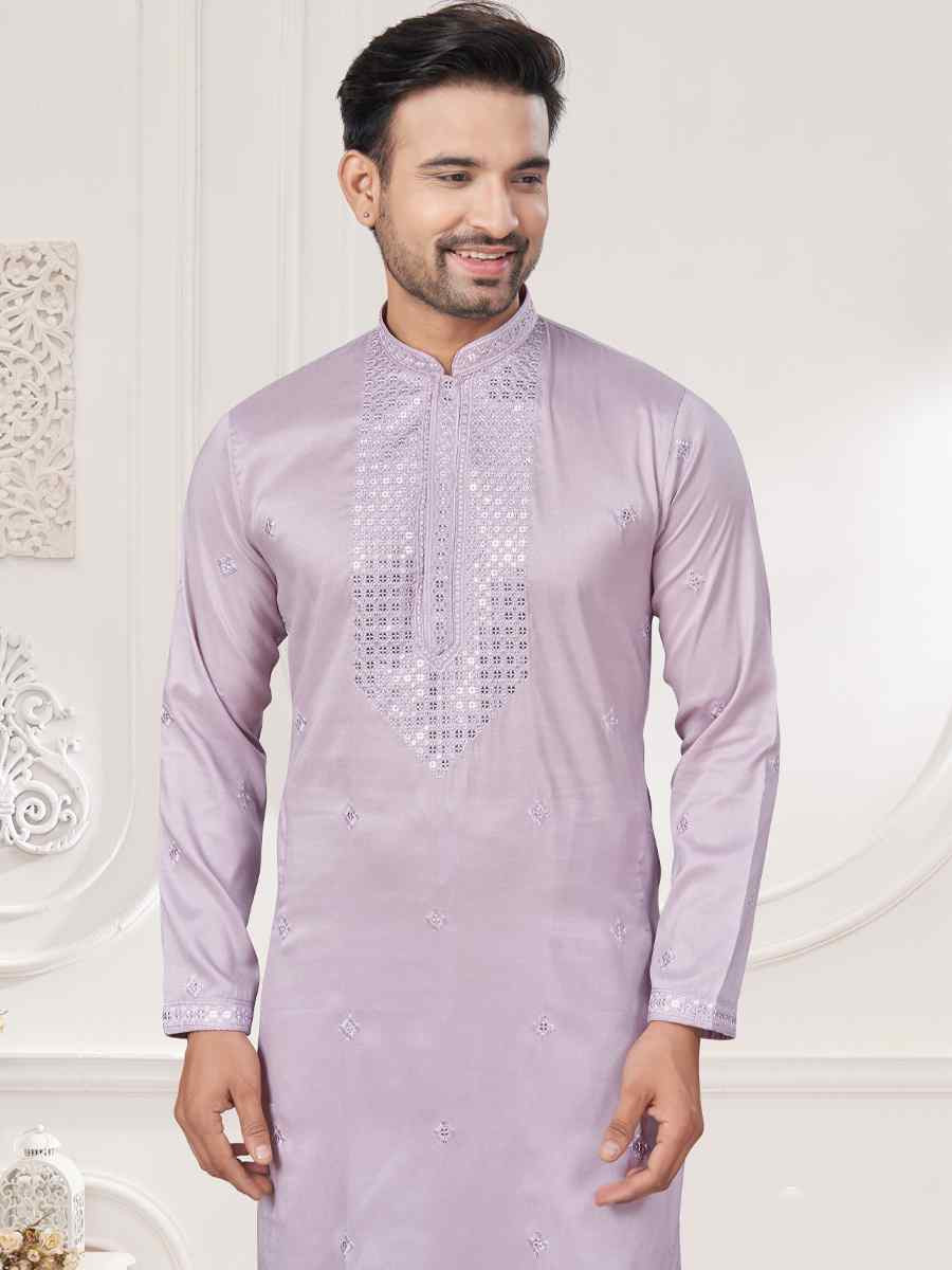 Pink Pure Silk Embroidered Festival Casual Kurta