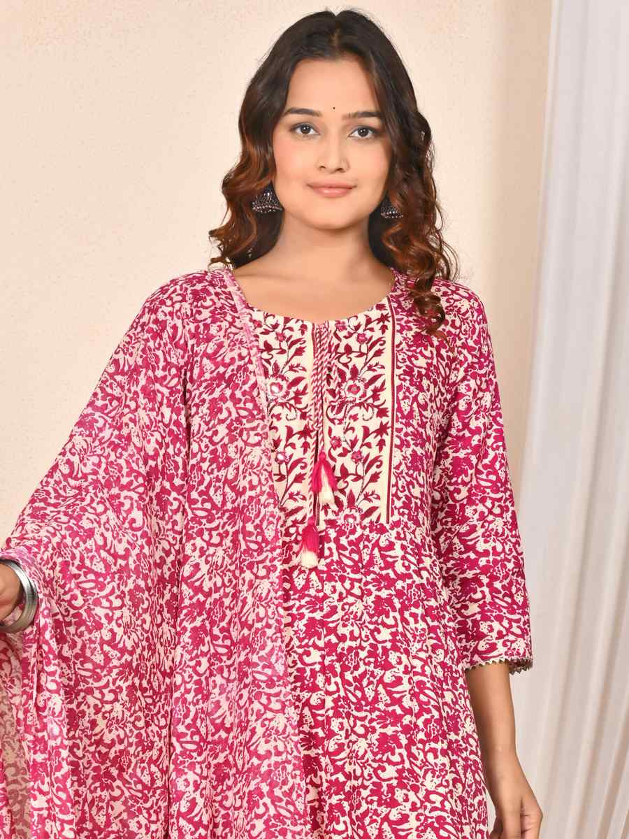 Pink Rayon Cotton Embroidered Festival Casual Ready Pant Salwar Kameez