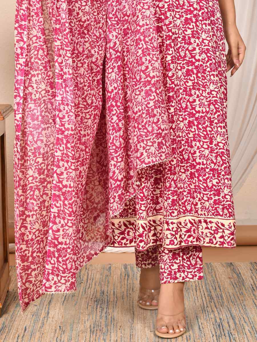 Pink Rayon Cotton Embroidered Festival Casual Ready Pant Salwar Kameez