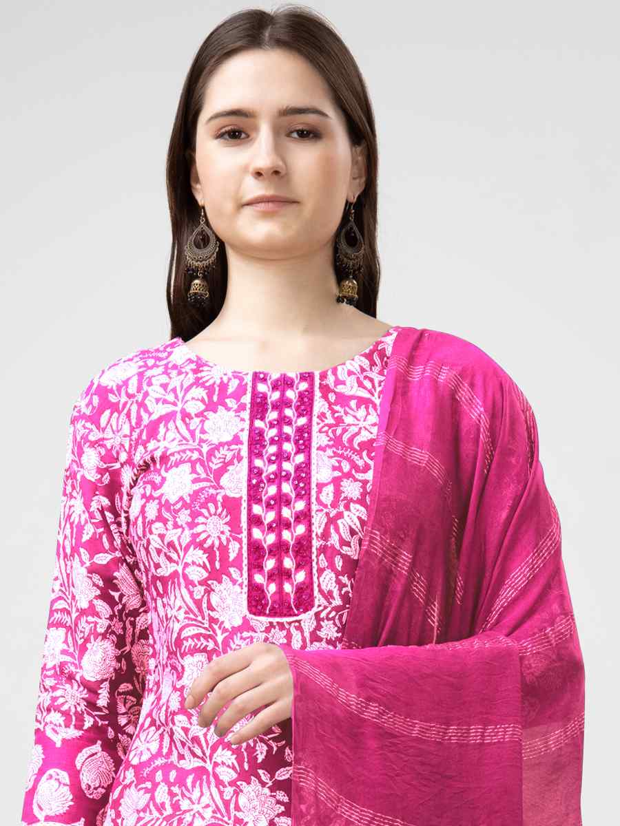 Pink Rayon Embroidered Festival Mehendi Ready Pant Salwar Kameez