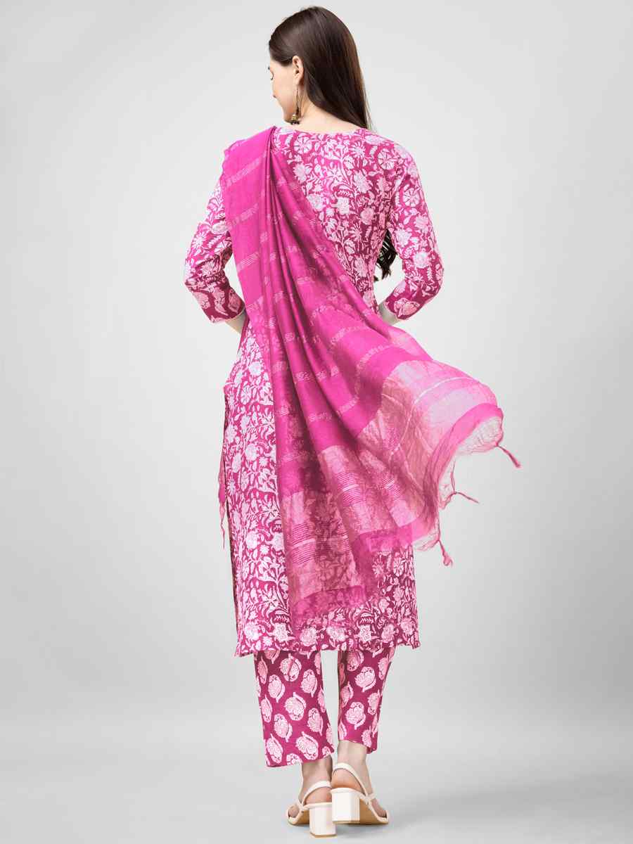 Pink Rayon Embroidered Festival Mehendi Ready Pant Salwar Kameez