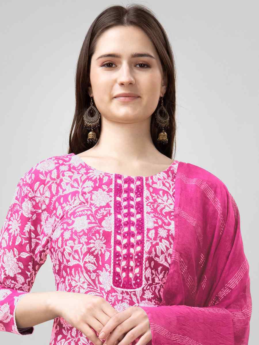 Pink Rayon Embroidered Festival Mehendi Ready Pant Salwar Kameez