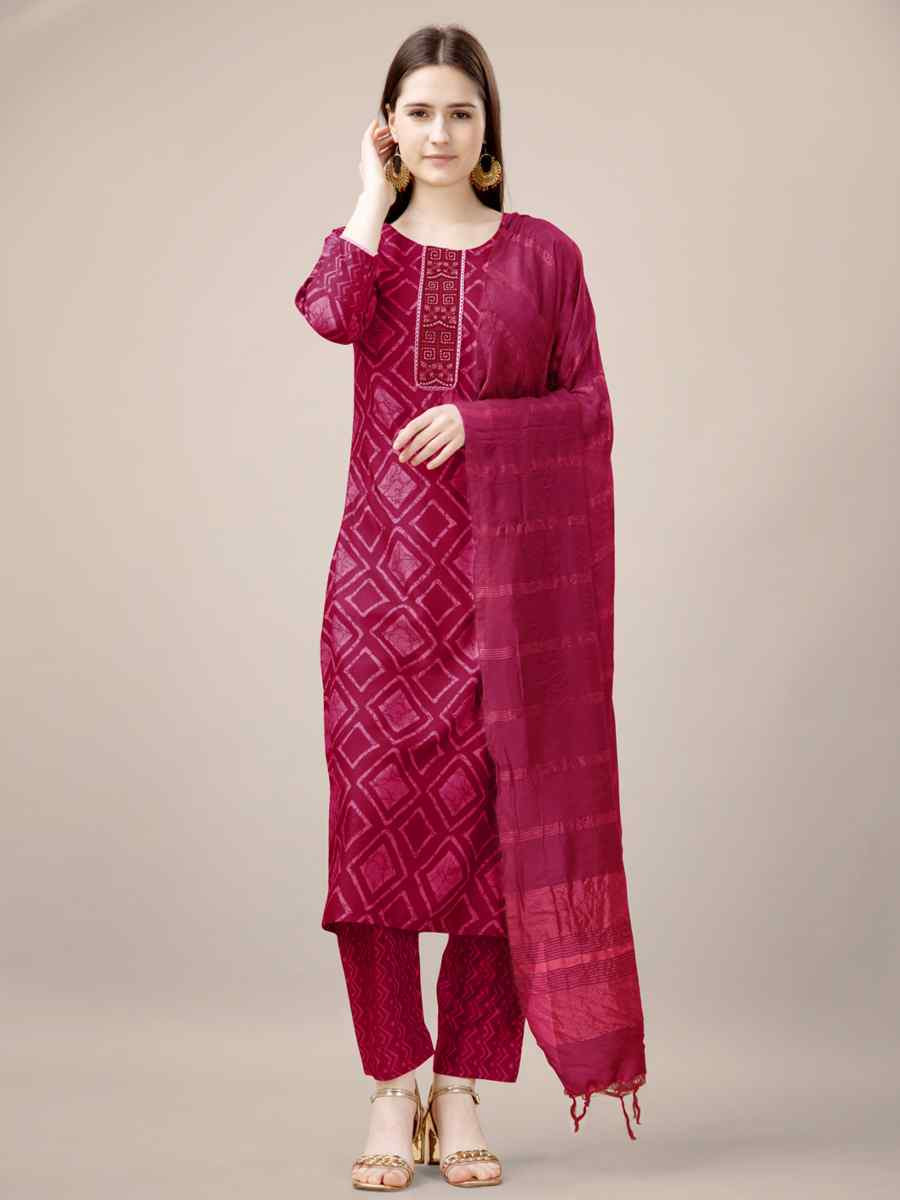 Pink Rayon Embroidered Festival Wedding Ready Pant Salwar Kameez