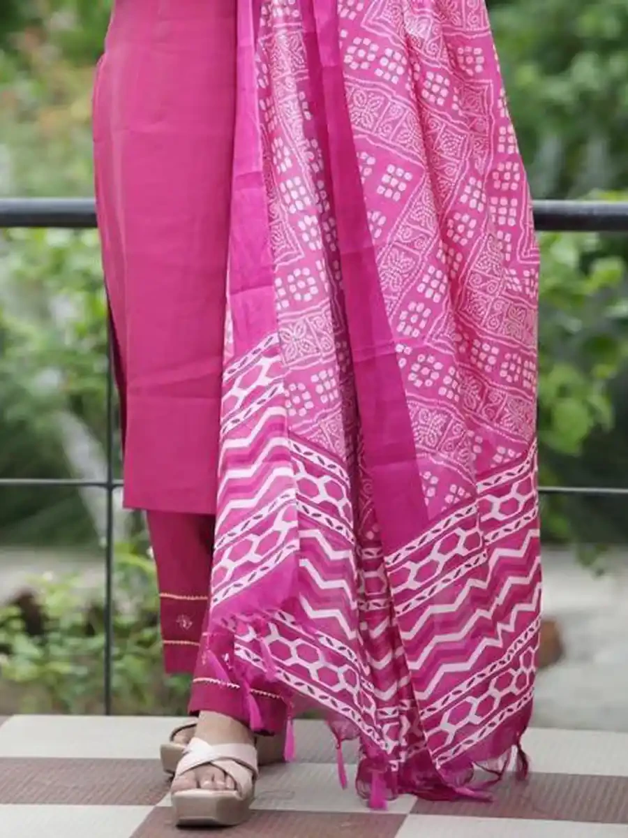 Pink Roman Silk Embroidered Festival Casual Ready Pant Salwar Kameez