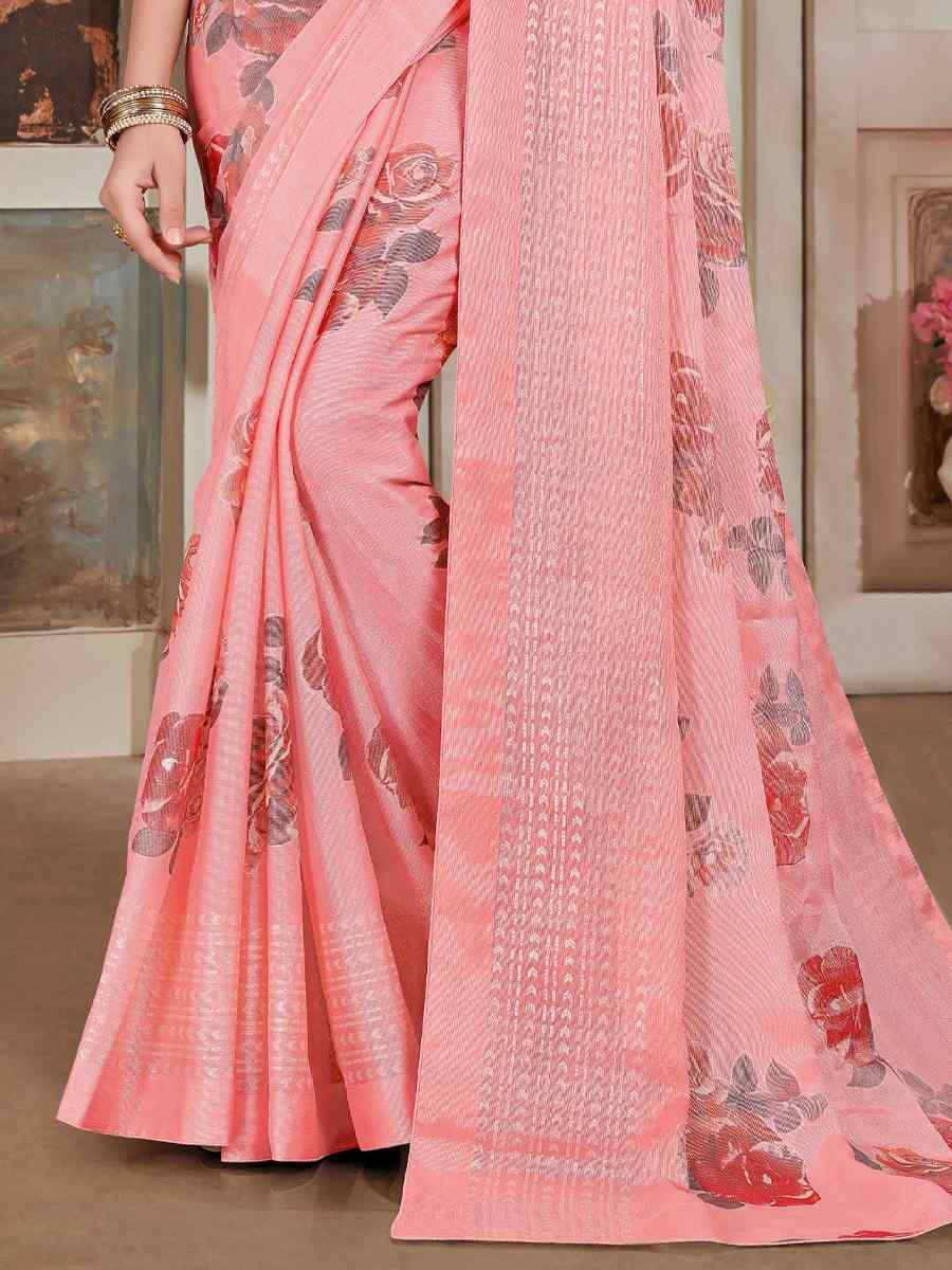 Pink Silk Embroidered Festival Party Heavy Border Saree