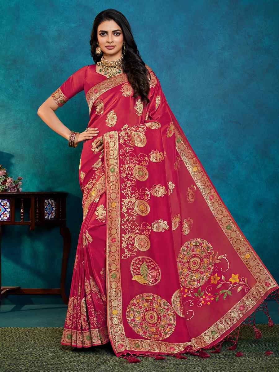 Pink Silk Handwoven Festival Casual Classic Style Saree