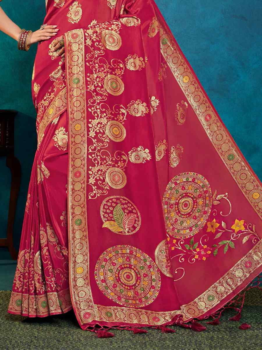 Pink Silk Handwoven Festival Casual Classic Style Saree