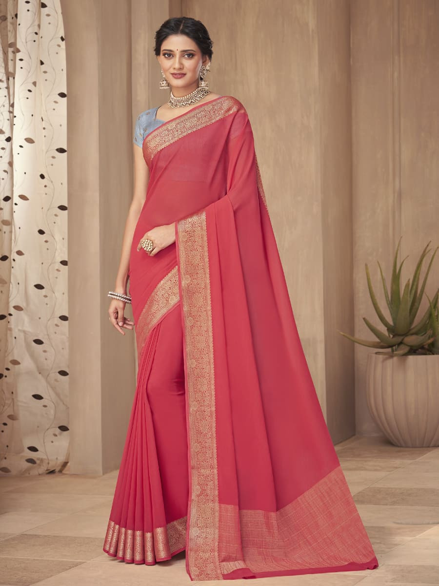 Pink Silk Handwoven Festival Casual Heavy Border Saree