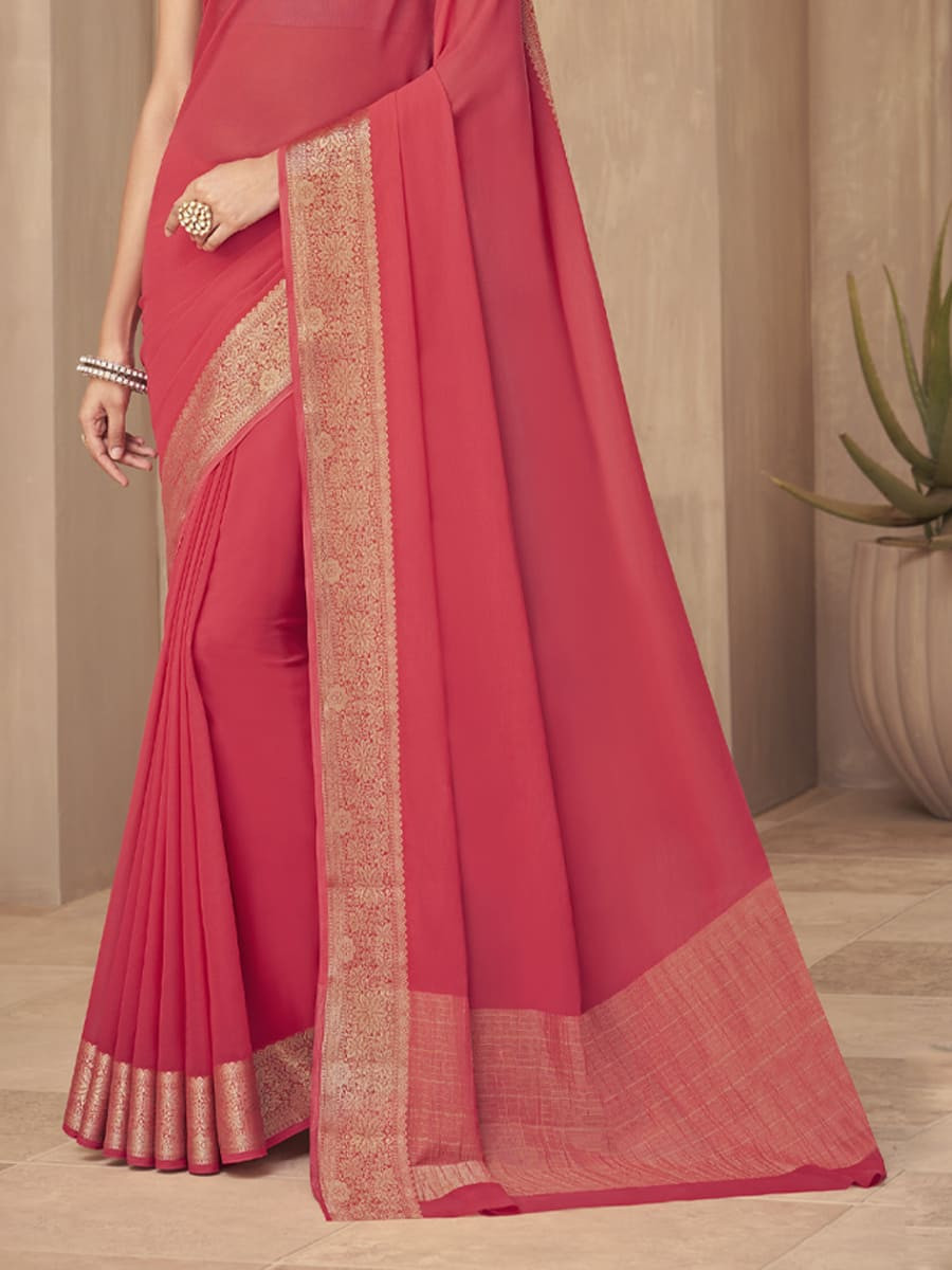 Pink Silk Handwoven Festival Casual Heavy Border Saree