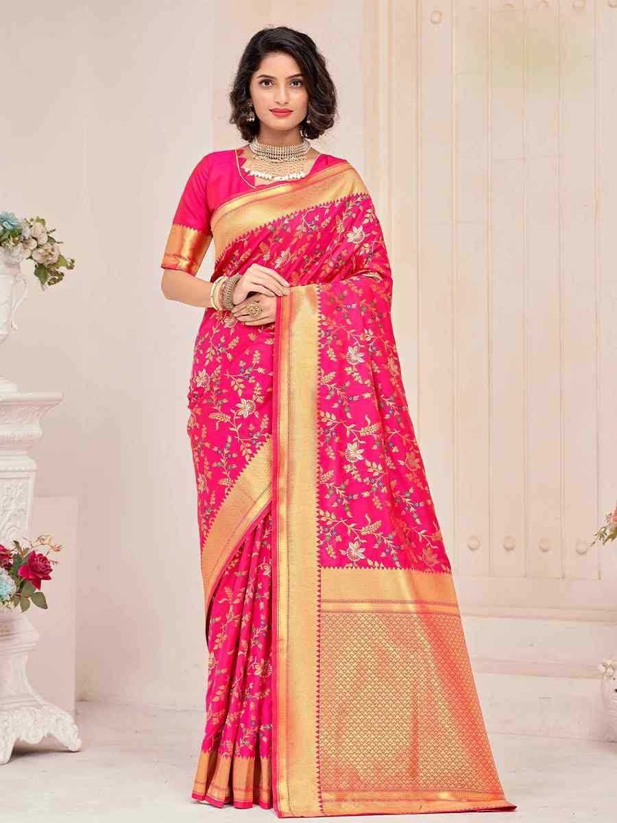 Pink Silk Handwoven Festival Casual Heavy Border Saree