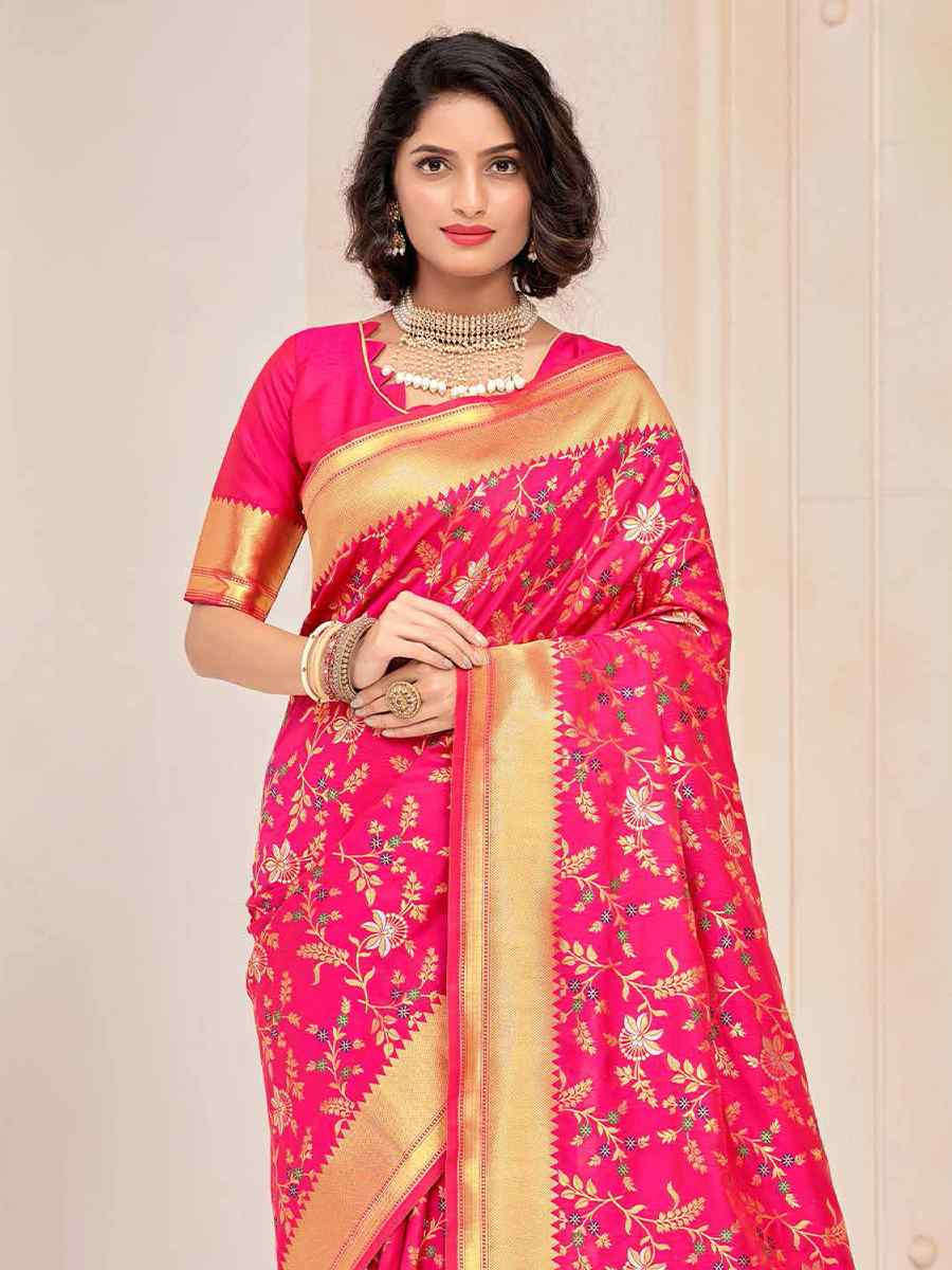 Pink Silk Handwoven Festival Casual Heavy Border Saree