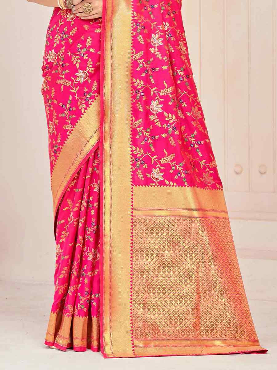 Pink Silk Handwoven Festival Casual Heavy Border Saree