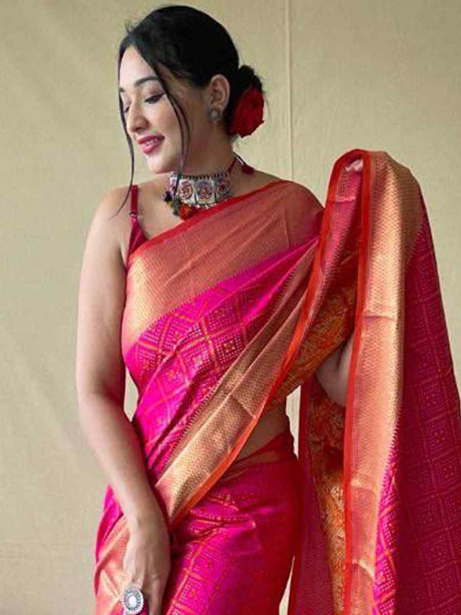 Pink Soft Banarasi Silk Handwoven Festival Wedding Heavy Border Saree