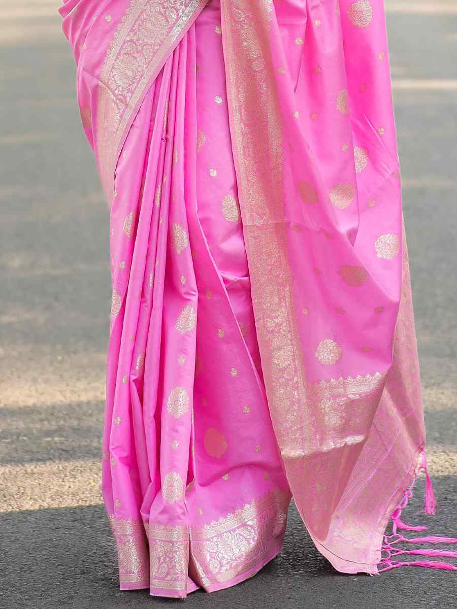 Pink Soft Cotton Silk Handwoven Wedding Festival Heavy Border Saree