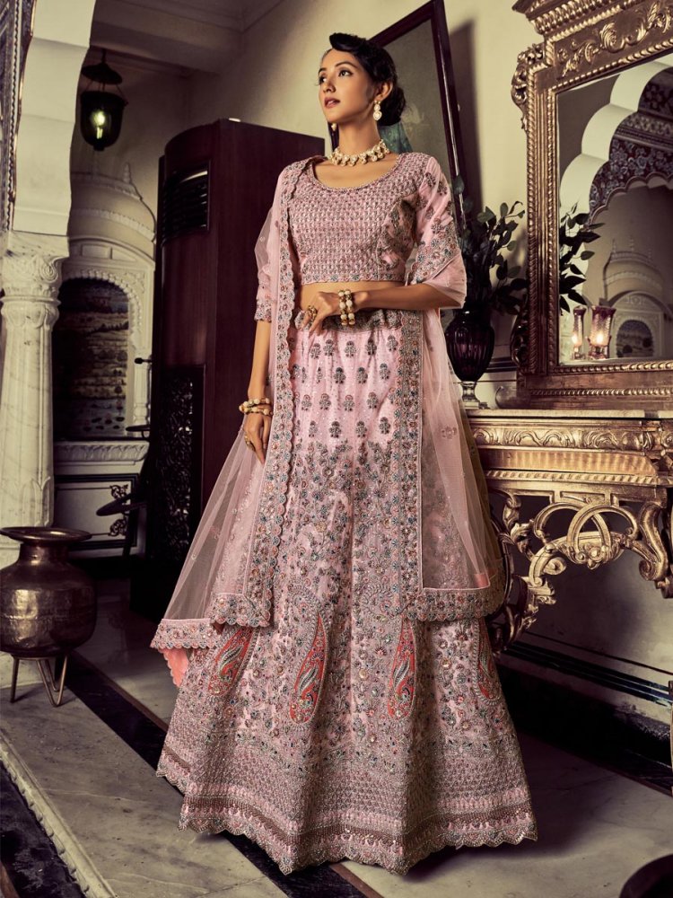 Pink color fancy designer lehenga choli at affordable price buy now –  Joshindia
