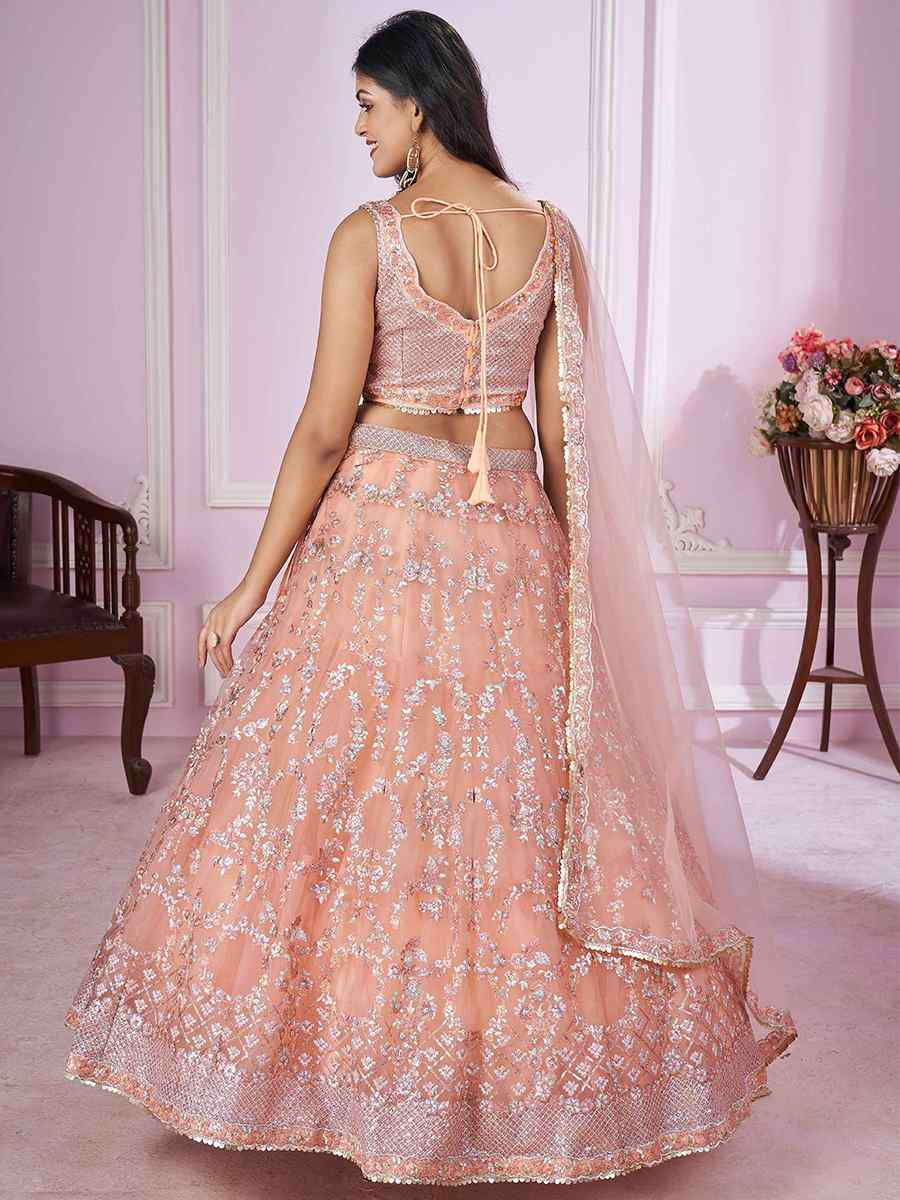 Pink Soft Net Embroidered Festival Wedding Heavy Border Lehenga Choli