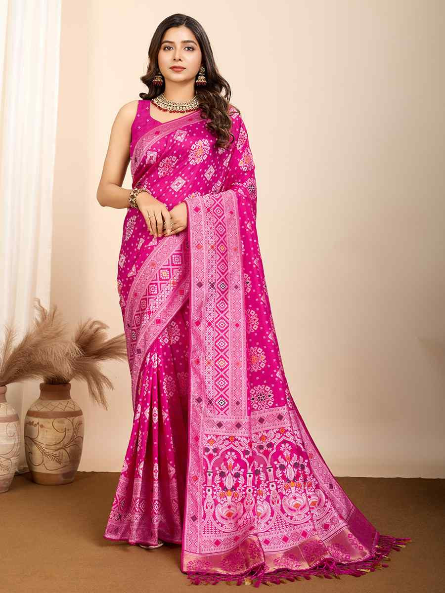 Pink Soft Silk Handwoven Festival Casual Contemporary Saree