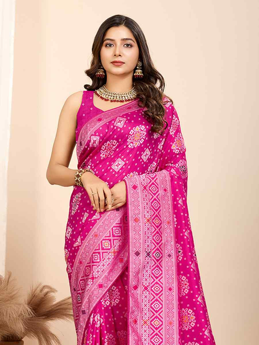 Pink Soft Silk Handwoven Festival Casual Contemporary Saree