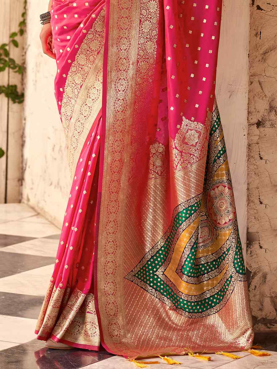 Pink Soft Silk Handwoven Festival Wedding Heavy Border Saree