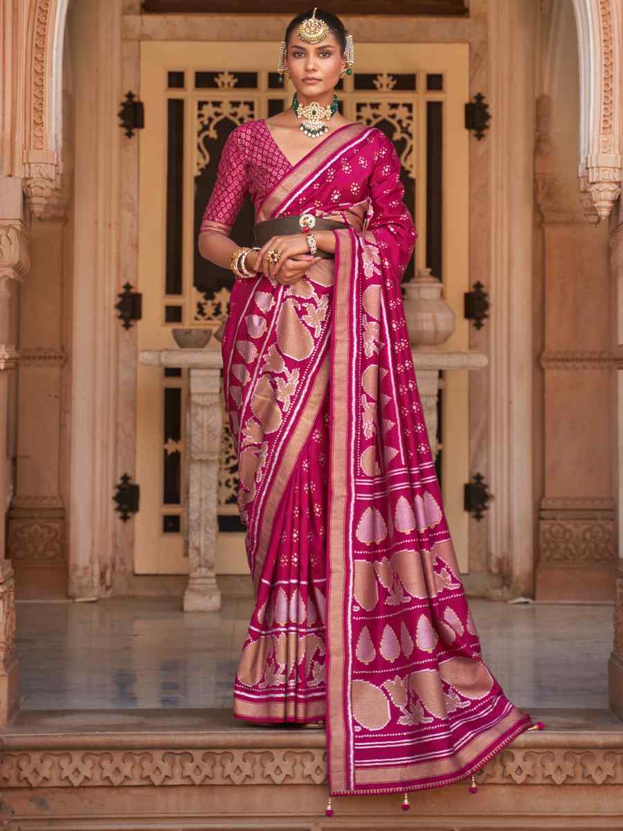 Pink Soft Silk Handwoven Wedding Festival Heavy Border Saree