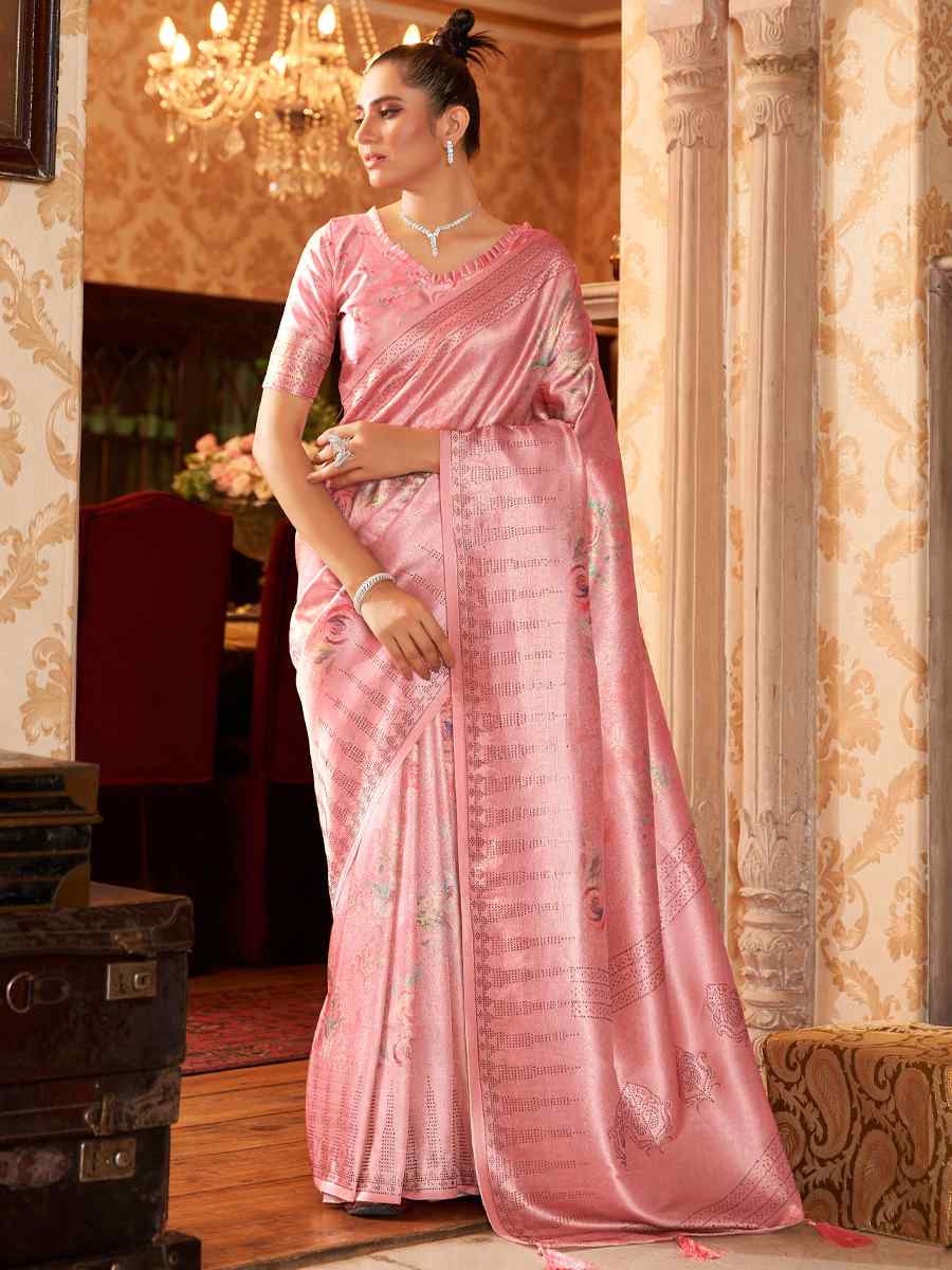 Pink Soft Silk Handwoven Wedding Festival Heavy Border Saree