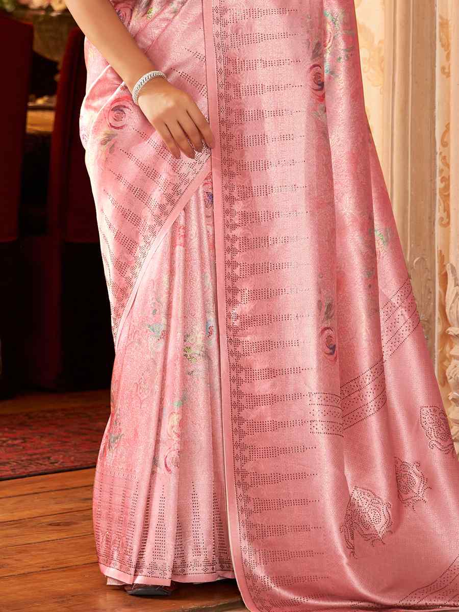 Pink Soft Silk Handwoven Wedding Festival Heavy Border Saree