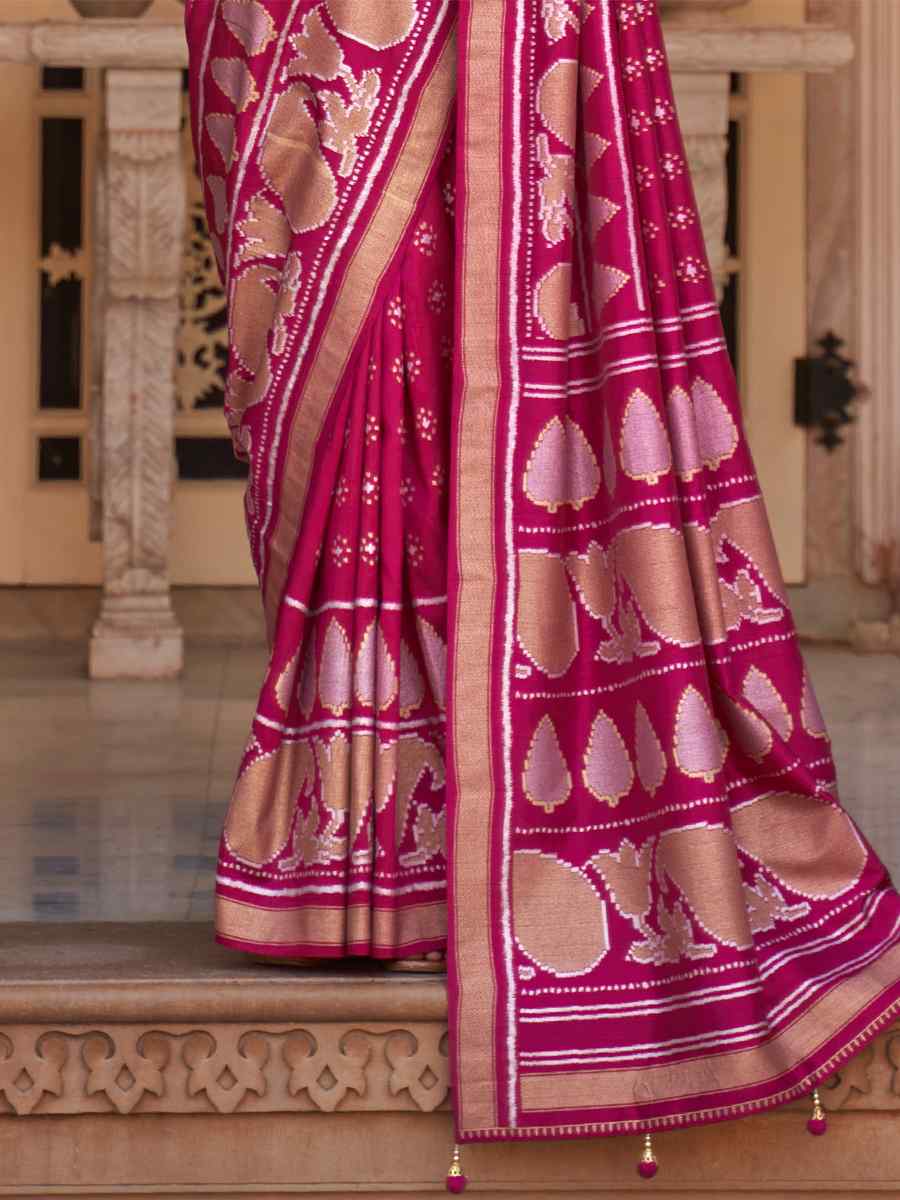 Pink Soft Silk Handwoven Wedding Festival Heavy Border Saree