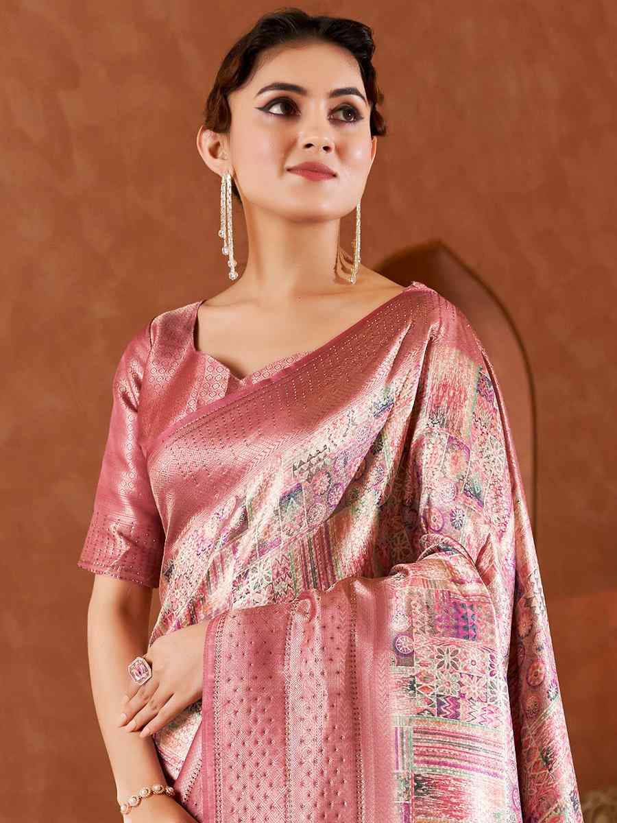 Pink Soft Silk Handwoven Wedding Festival Heavy Border Saree