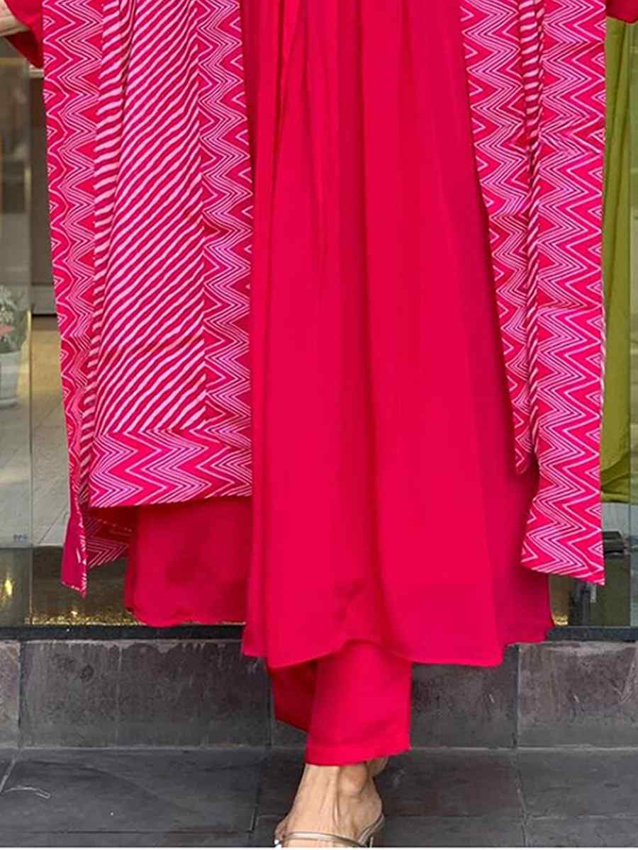 Pink Viscose Embroidered Festival Casual Ready Pant Salwar Kameez