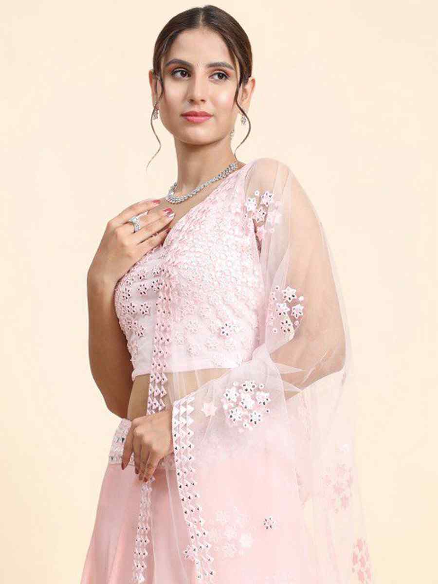 PinkSilk Embroidery Reception Party Wear Heavy Border Lehenga Choli