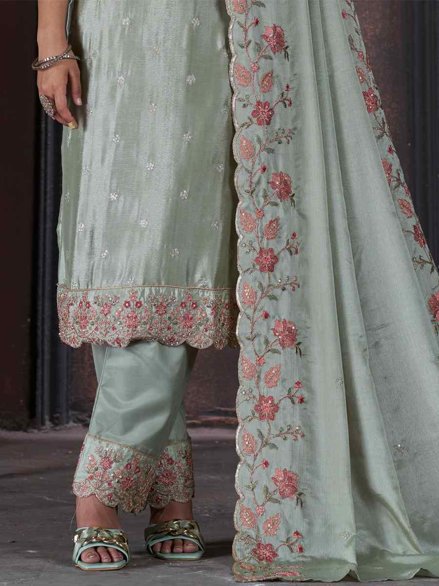 Pista Chinon Embroidered Festival Mehendi Pant Salwar Kameez