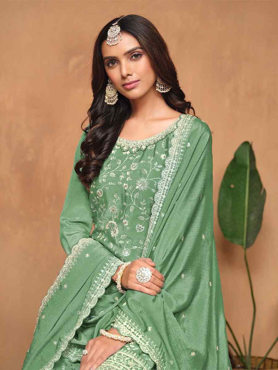 Pista Chinon Embroidered Festival Wedding Palazzo Pant Salwar Kameez