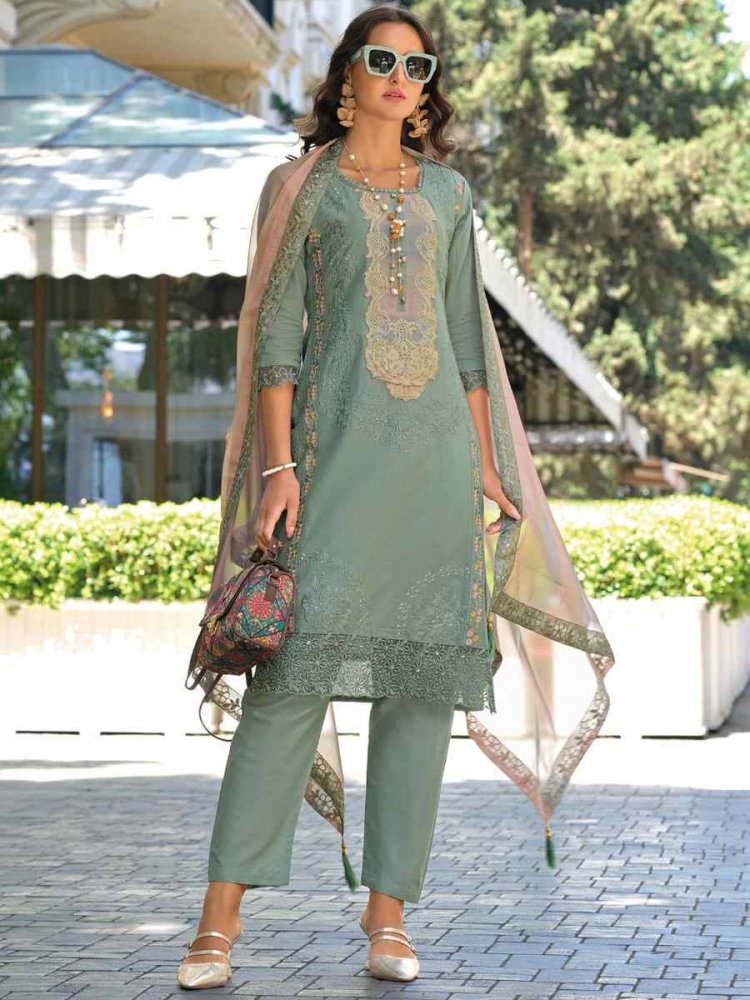 Pista Cotton Embroidered Festival Casual Ready Pant Salwar Kameez