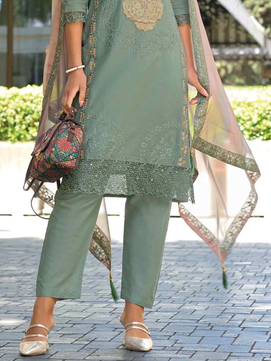 Pista Cotton Embroidered Festival Casual Ready Pant Salwar Kameez