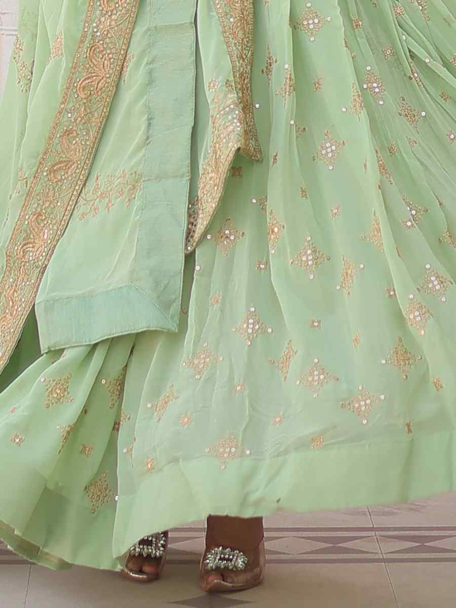 Pista Faux Georgette Embroidered Festival Casual Gown