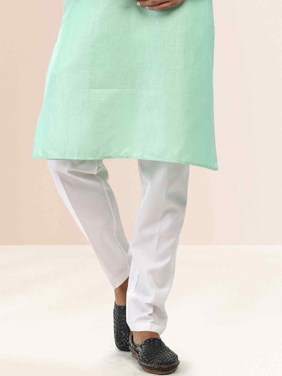 Pista Green Premium Linen Cotton Woven Festival Party Kurta